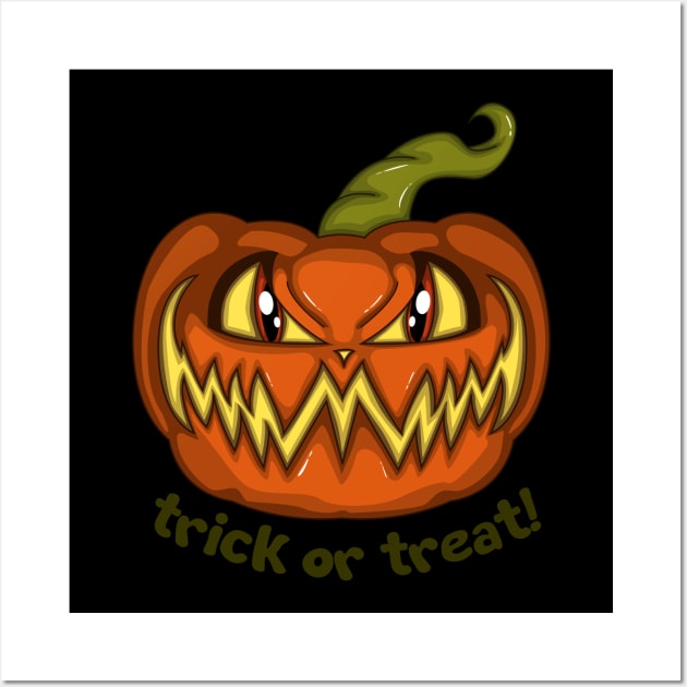 Pumpkin cartoon trick or treat Wall Art by klara_art